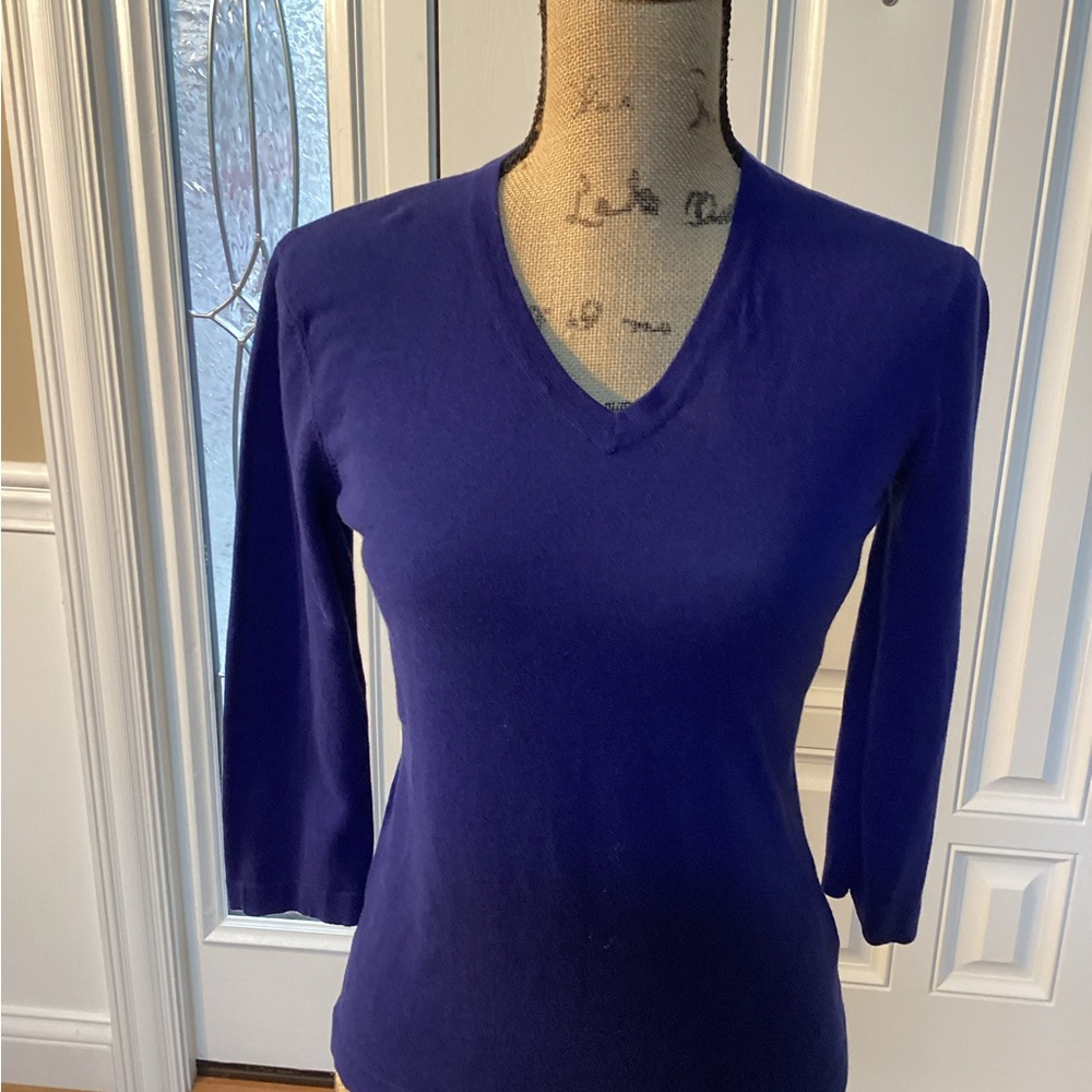 Doncaster Purple Fitted 3/4 Sleeve Blouse